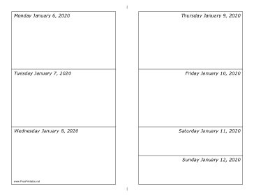 01/06/2020 Weekly Calendar-landscape Calendar