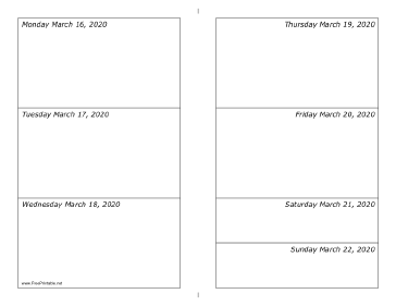03/16/2020 Weekly Calendar-landscape Calendar