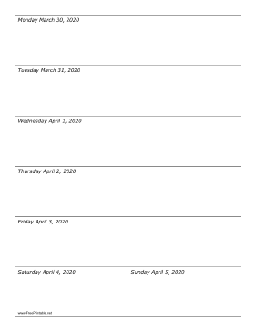 03/30/2020 Weekly Calendar-portrait Calendar