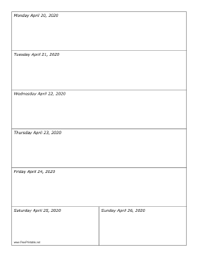 04/20/2020 Weekly Calendar-portrait Calendar