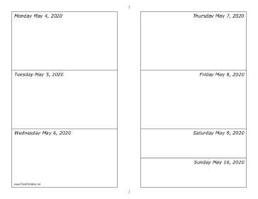 05/04/2020 Weekly Calendar-landscape Calendar