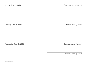 06/01/2020 Weekly Calendar-landscape Calendar