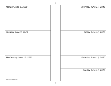 06/08/2020 Weekly Calendar-landscape Calendar