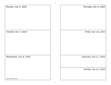 07/06/2020 Weekly Calendar-landscape Calendar