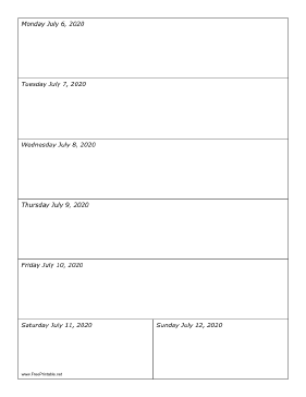 07/06/2020 Weekly Calendar-portrait Calendar