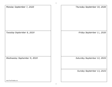 09/07/2020 Weekly Calendar-landscape Calendar