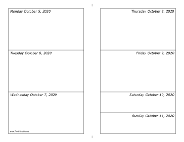 10/05/2020 Weekly Calendar-landscape Calendar