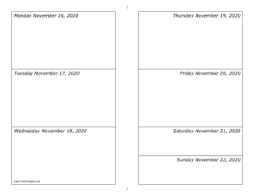 11/16/2020 Weekly Calendar-landscape Calendar