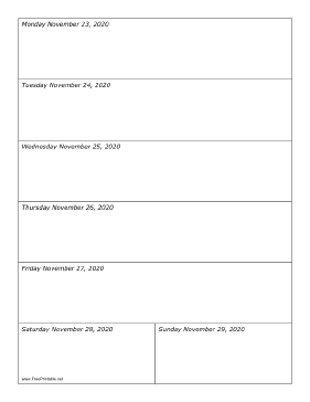 11/23/2020 Weekly Calendar-portrait Calendar