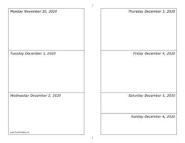 11/30/2020 Weekly Calendar-landscape Calendar