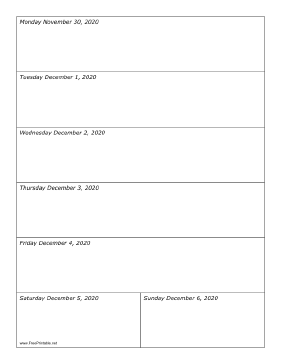 11/30/2020 Weekly Calendar-portrait Calendar