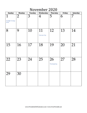 View Printable Blank Calendar November 2020 PNG