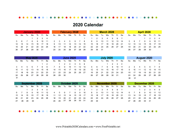 2020 Colorful Calendar Calendar