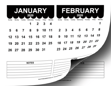 2020 Cute Scallop Calendar Calendar