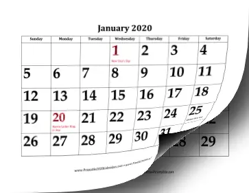 2020 Large Bold Calendar