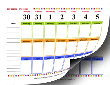 2020 Morning Afternoon Night Calendar Calendar