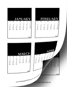2020 Vertical Scrapbook Calendar Cards Calendar