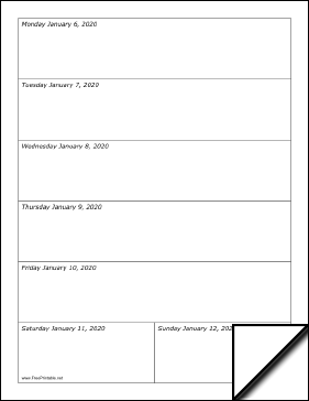 2020 Weekly Calendar-portrait Calendar