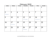 February 2020 Calendar calendar