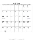 May 2020 Calendar (vertical) calendar