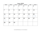 June 2020 Calendar calendar
