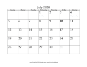 July 2020 Calendar calendar