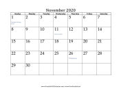 November 2020 Calendar calendar