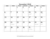 December 2020 Calendar calendar