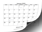 2020 Bottom Month calendar