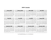 2020 Calendar One Page Horizontal Grid calendar