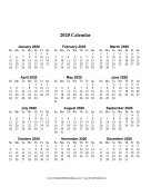 2020 Calendar One Page Large Vertical calendar