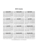 2020 Calendar One Page Vertical Monday Start calendar