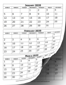 2020 Calendar Three Months Per Page calendar