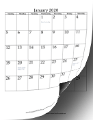 2020 Vertical calendar